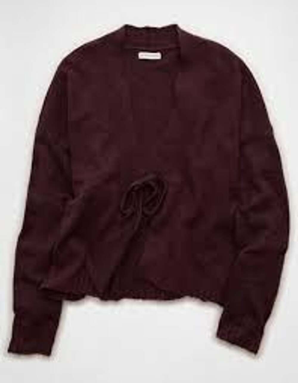 American Eagle Tie-Front Cardigan Size L Burgundy Knit Sweater